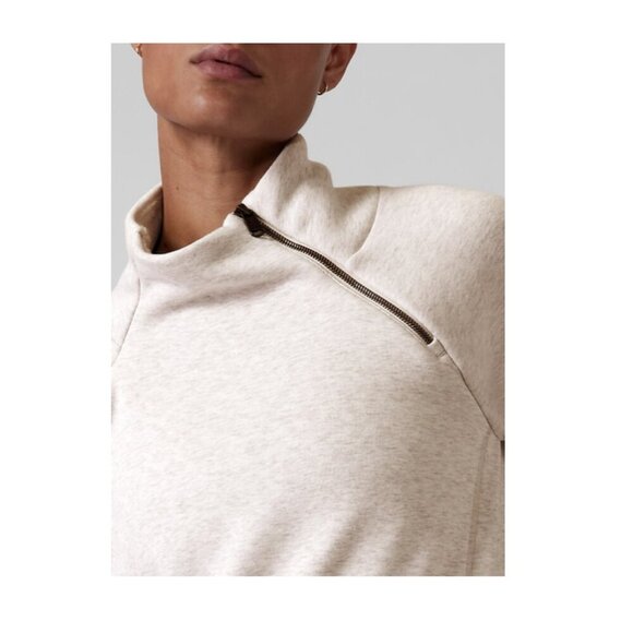 Athleta Cozy Karma Asym Pullover // Toasted Brown Heather Small - Picture 4 of 14